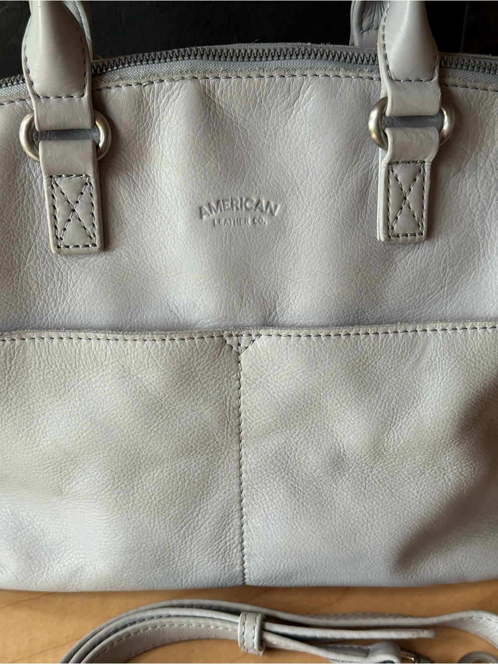 American Leather Brand Carrie Dome Satchel NWOT
Light gray blue. - Picture 2 of 16